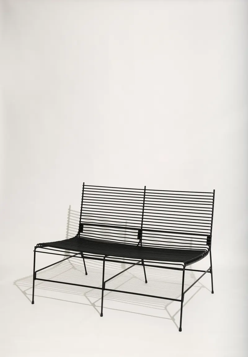 Hübsch String Sitzbank in Schwarz, Länge 113 cm / Breite 75 cm / Höhe 78 cm, Ansicht 10