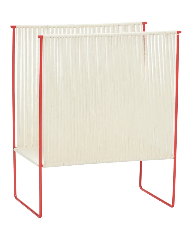 Hübsch String Zeitschriftenhalter in Cremeweiß und Rot, 41 × 25 × H 50 cm, Ansicht 1