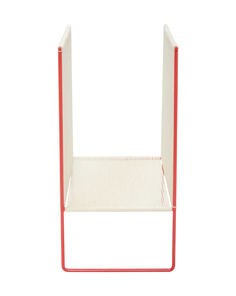Hübsch String Zeitschriftenhalter in Cremeweiß und Rot, 41 × 25 × H 50 cm, Ansicht 2