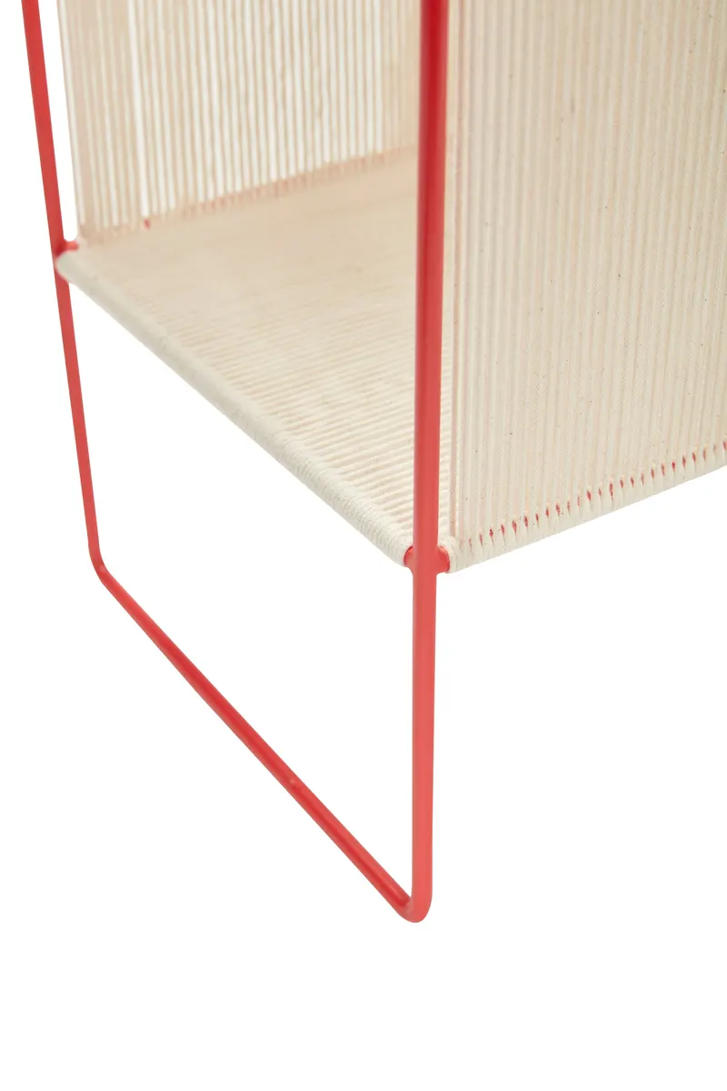 Hübsch String Zeitschriftenhalter in Cremeweiß und Rot, 41 × 25 × H 50 cm, Ansicht 3