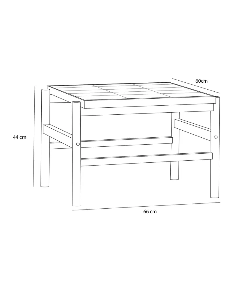 Hübsch Tile Couchtisch in Mint und Naturfarben, 61 × 66 × H 44 cm, Ansicht 3