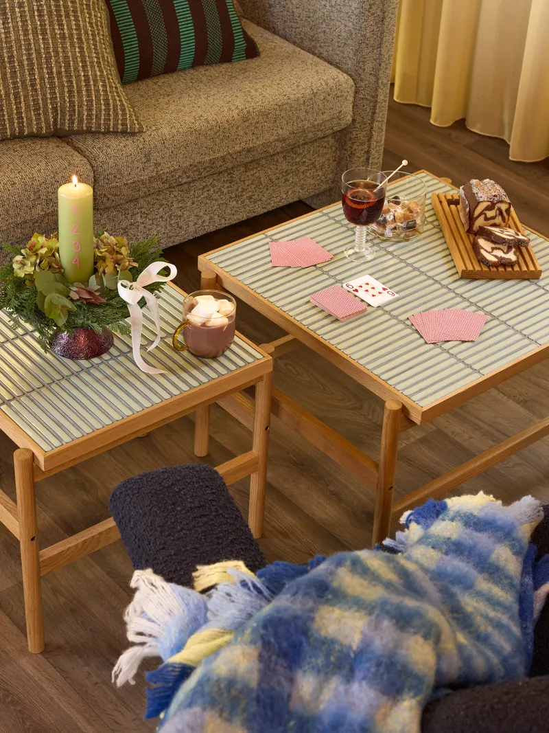 Hübsch Tile Couchtisch in Mint und Naturfarben, 61 × 66 × H 44 cm, Ansicht 11