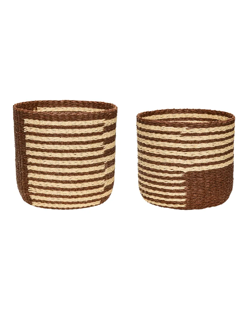 Twine Korbset aus Papier in Rotbraun und Naturfarben (2er-Set), Rotbraun, Naturfarben