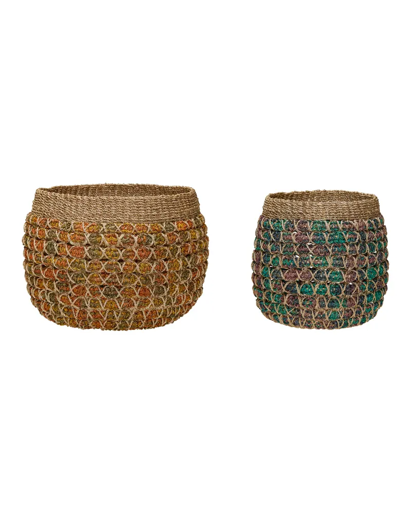 Twist Korbset aus Abaca in Multifarben (2er-Set)