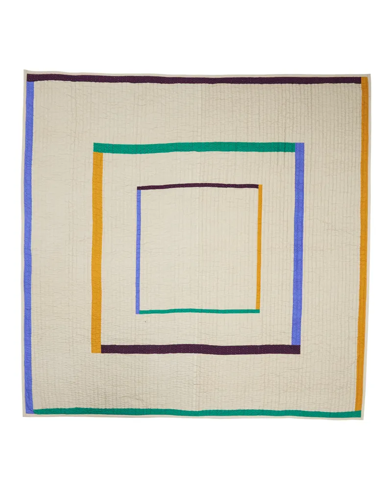 Twist Square Tagesdecke aus Baumwolle in Multifarben und Sandfarben, Multifarben, Sandfarben