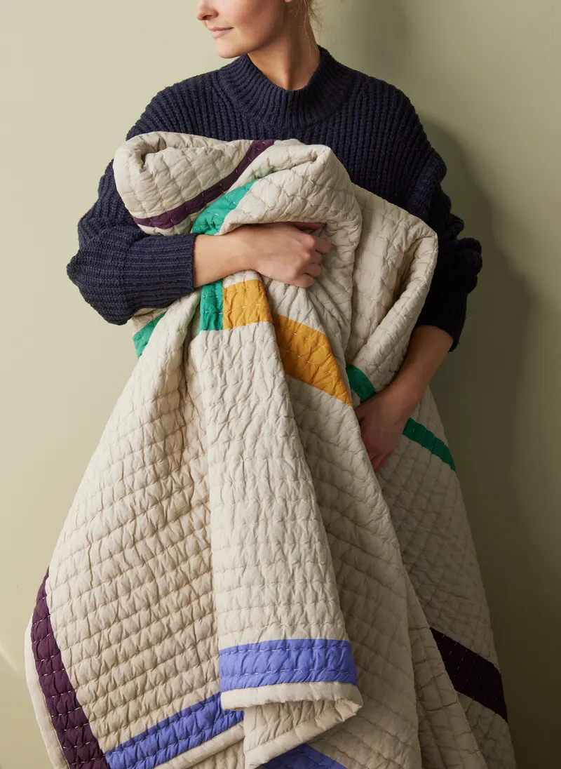 Hübsch Twist Square Tagesdecke in Multifarben und Sandfarben, 260 × 260 cm, Ansicht 6