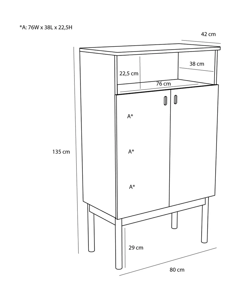 Hübsch Ulterior Schrank in Naturfarben, 80 × 42 × H 135 cm, Ansicht 5