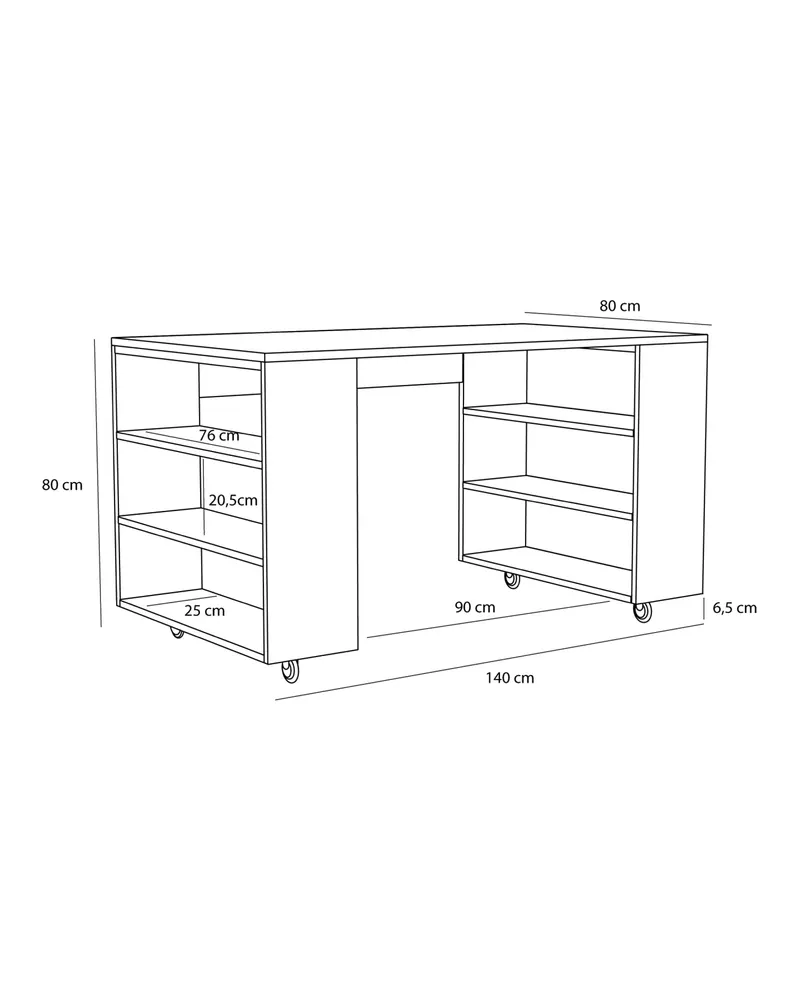Hübsch Utility Schreibtisch in Naturfarben, 140 × 80 × H 80 cm, Ansicht 3