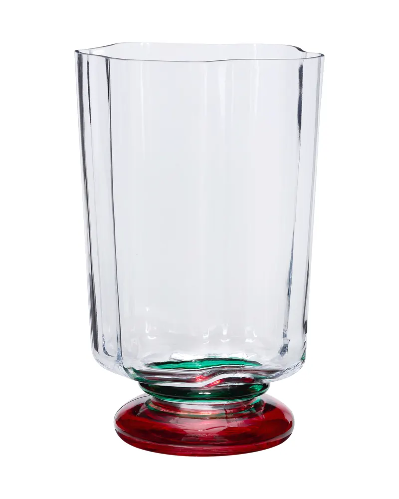 Hübsch Verre Vase in Klar, Grün und Rot, 19 × 17 × H 28 cm, Ansicht 1