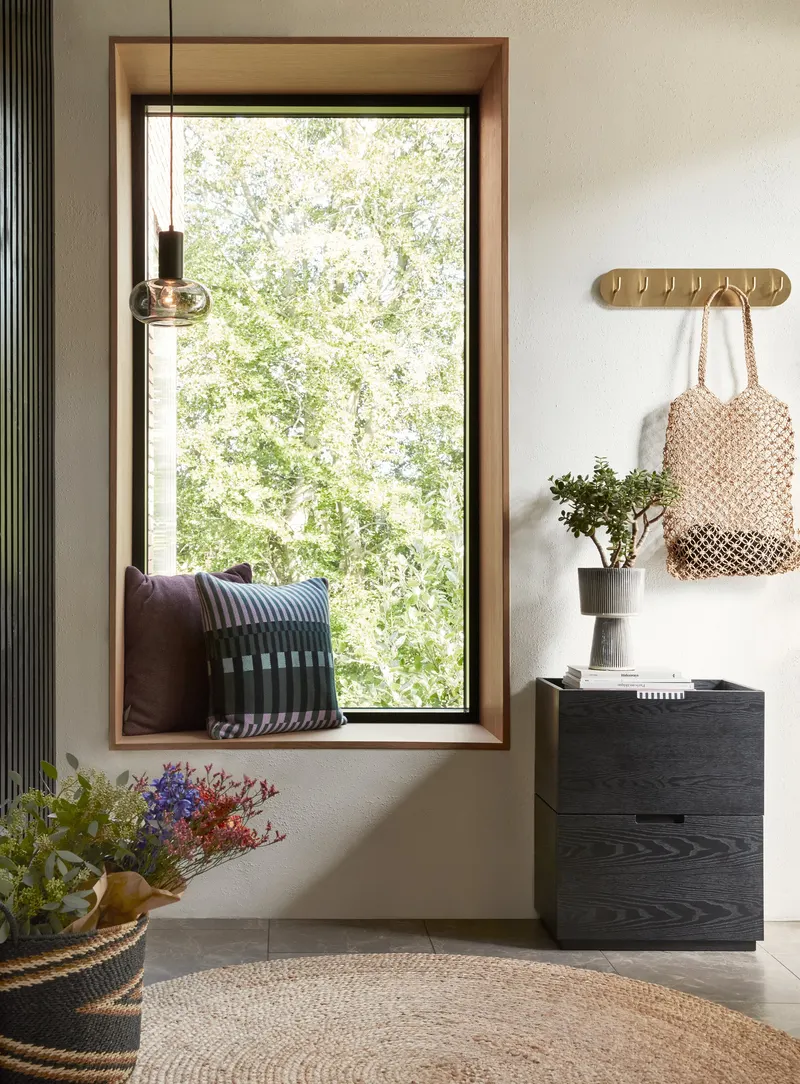 Hübsch Zigzag Korbset in Beige, Schwarz und Braun, Ø 30 × H 28 und Ø 33 × H 31 cm, Ansicht 3