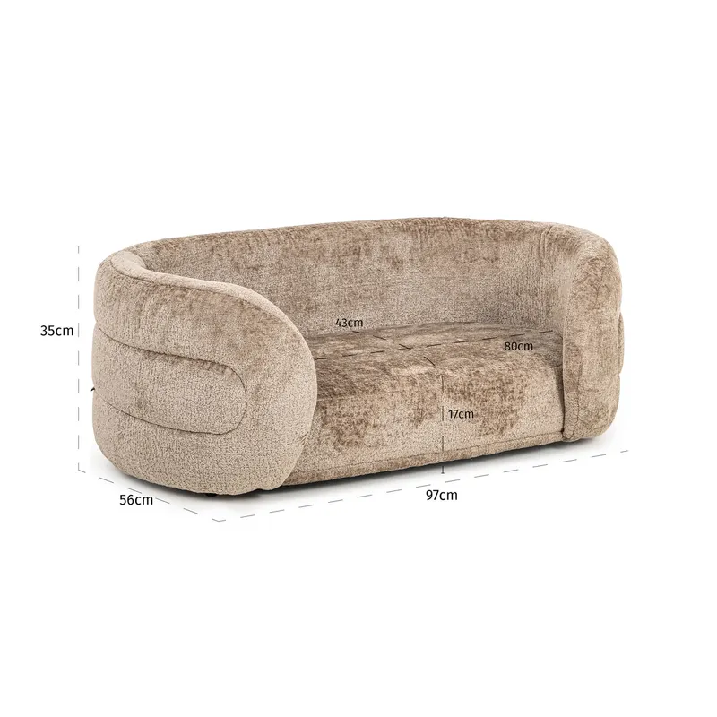 Hundebett Bingo, Taupe Chenille von Richmond Interiors, Maßzeichnung 15