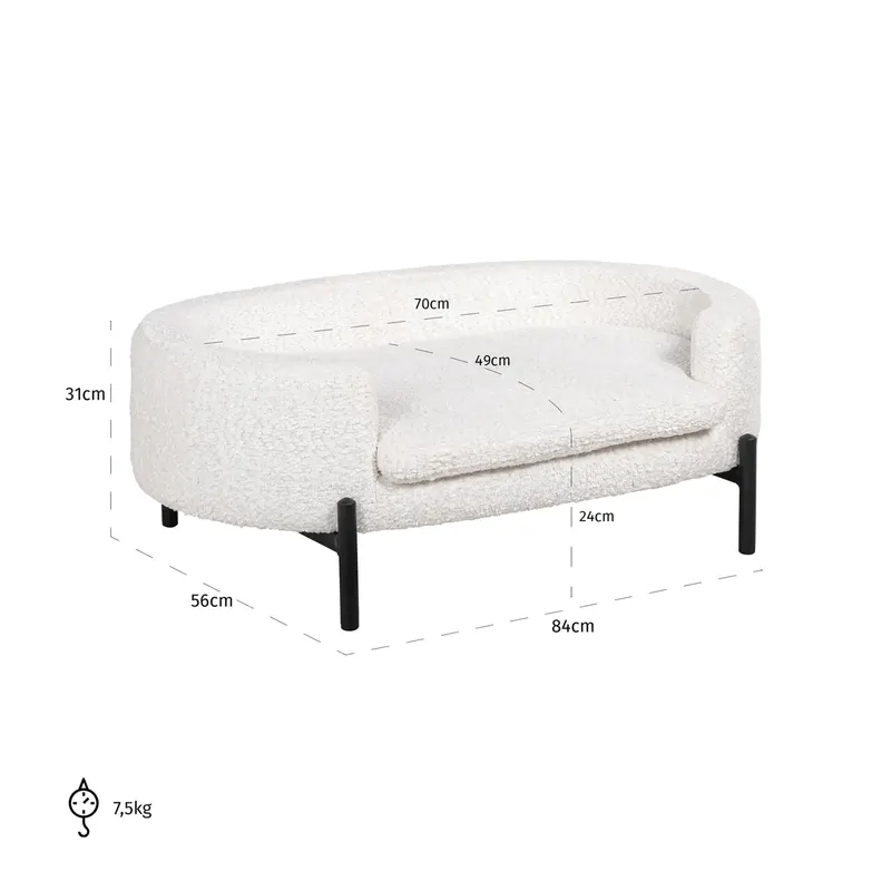 Hundebett Dolly, Sheep white von Richmond Interiors, Maßzeichnung 6