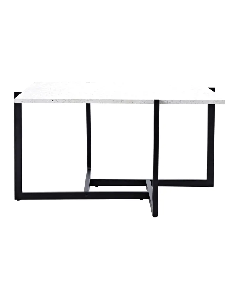 Hybrid quadratischer Couchtisch 80 × 80 cm in Weiß, Gestell Schwarz, Ansicht 1