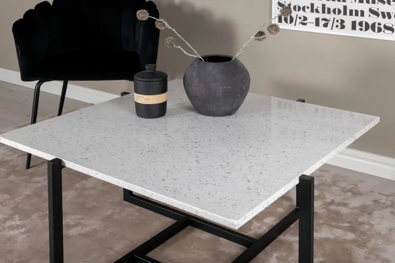 Hybrid quadratischer Couchtisch 80 × 80 cm in Weiß, Gestell Schwarz, im Wohnraum, Ansicht 9