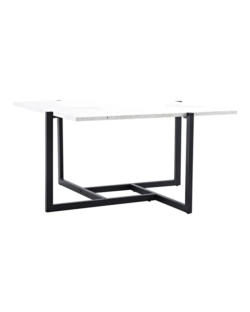 Hybrid quadratischer Couchtisch 80 × 80 cm in Weiß, Gestell Schwarz, Ansicht 3