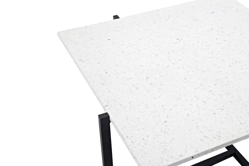 Hybrid quadratischer Couchtisch 80 × 80 cm in Weiß, Gestell Schwarz, Ansicht 2