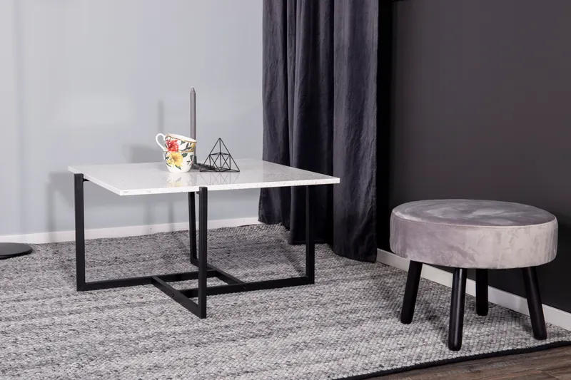 Hybrid quadratischer Couchtisch 80 × 80 cm in Weiß, Gestell Schwarz, im Wohnraum, Ansicht 5