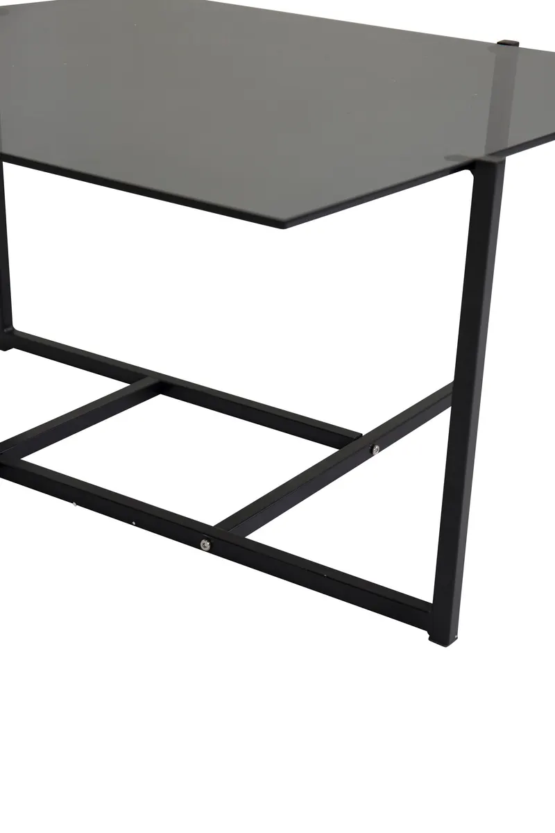 Hybrid quadratischer Couchtisch 80 × 80 cm in Grau, Gestell Schwarz