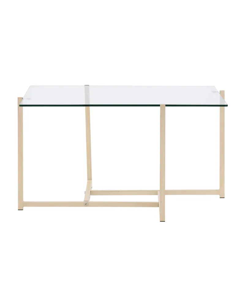 Hybrid quadratischer Couchtisch 80 × 80 cm in Transparent, Gestell Whitewash, Ansicht 7