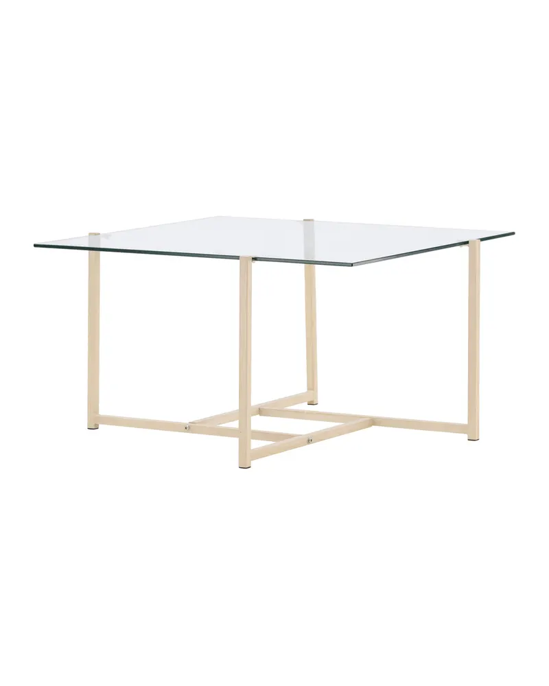Hybrid quadratischer Couchtisch 80 × 80 cm in Transparent, Gestell Whitewash, Ansicht 8