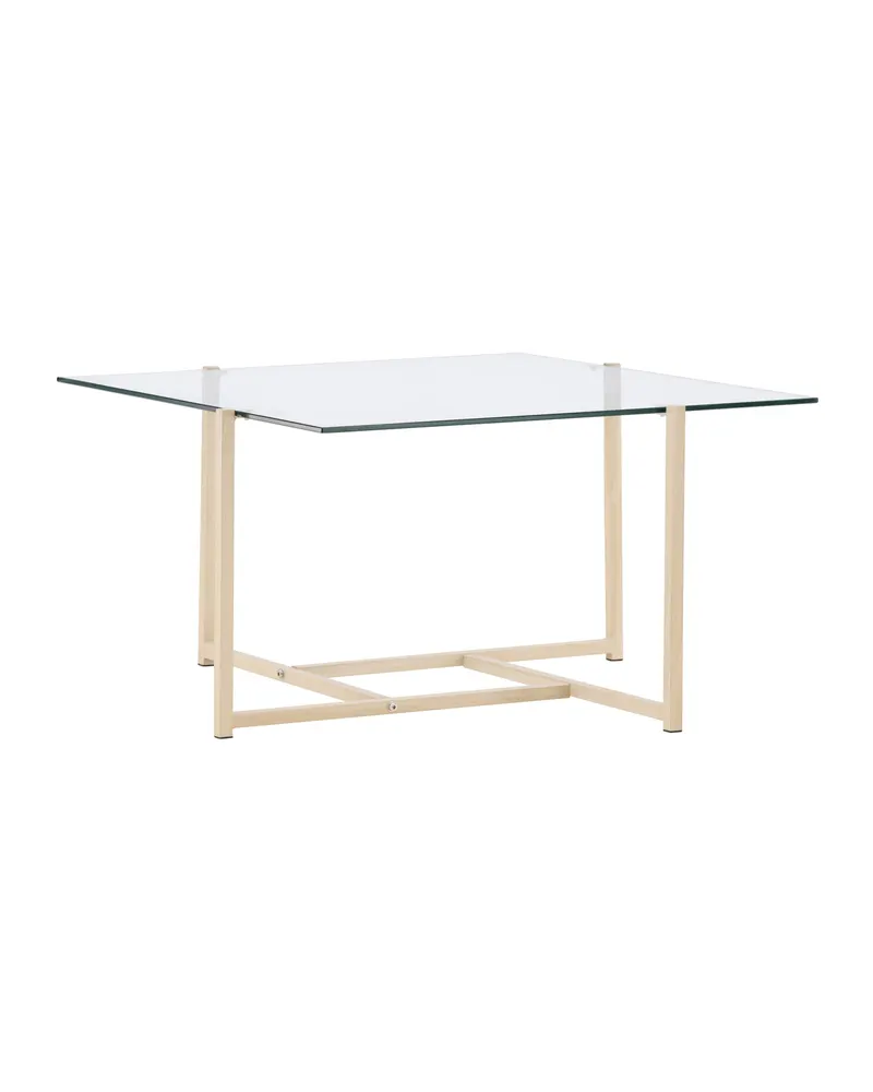 Hybrid quadratischer Couchtisch 80 × 80 cm in Transparent, Gestell Whitewash, Ansicht 9