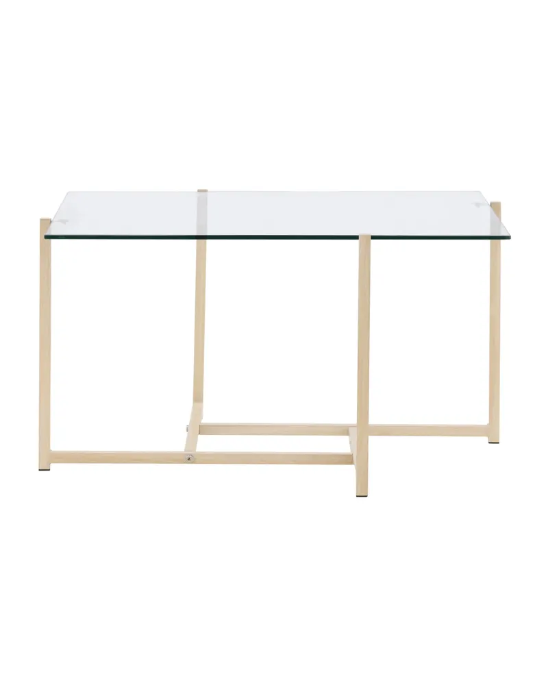 Hybrid quadratischer Couchtisch 80 × 80 cm in Transparent, Gestell Whitewash, Ansicht 10