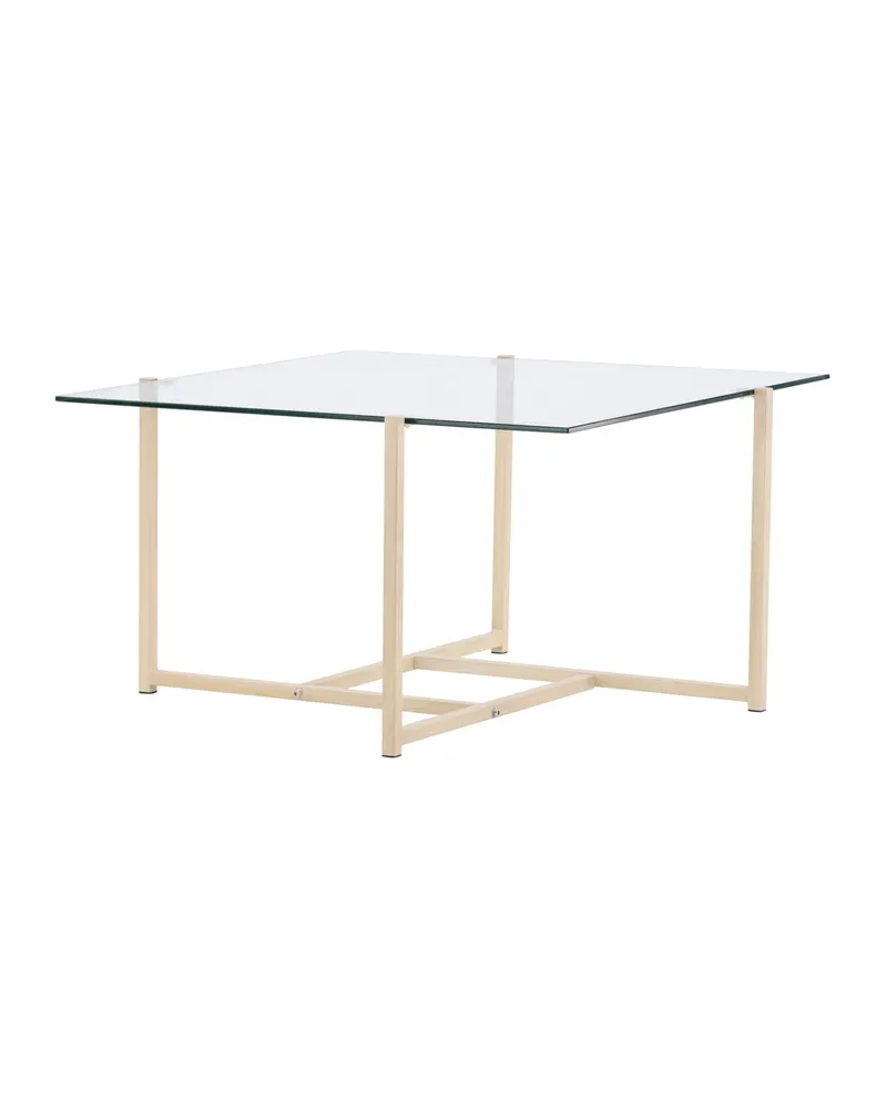 Hybrid quadratischer Couchtisch 80 × 80 cm in Transparent, Gestell Whitewash, Ansicht 11