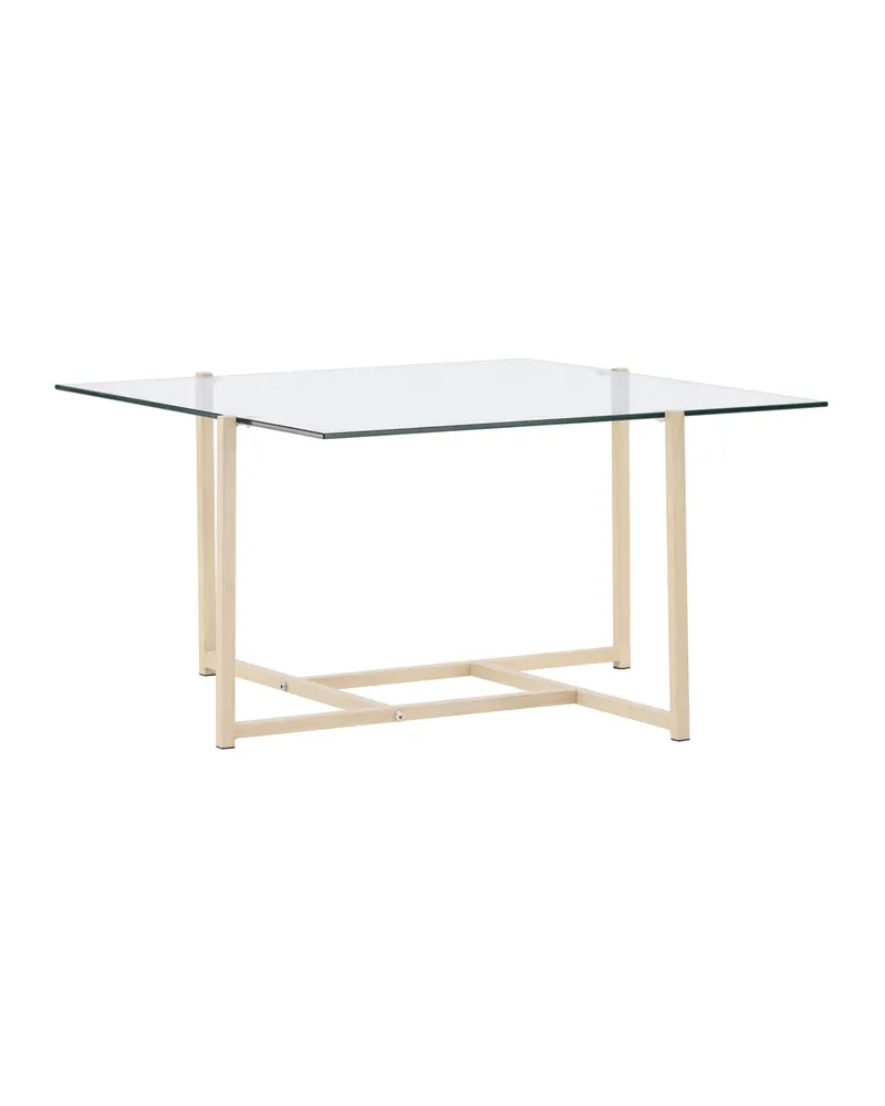 Hybrid quadratischer Couchtisch 80 × 80 cm in Transparent, Gestell Whitewash, Ansicht 2