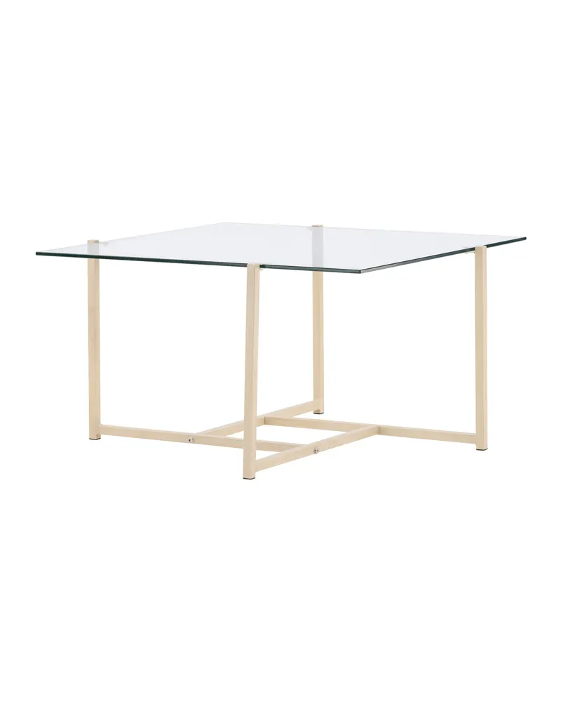 Hybrid quadratischer Couchtisch 80 × 80 cm in Transparent, Gestell Whitewash, Ansicht 3