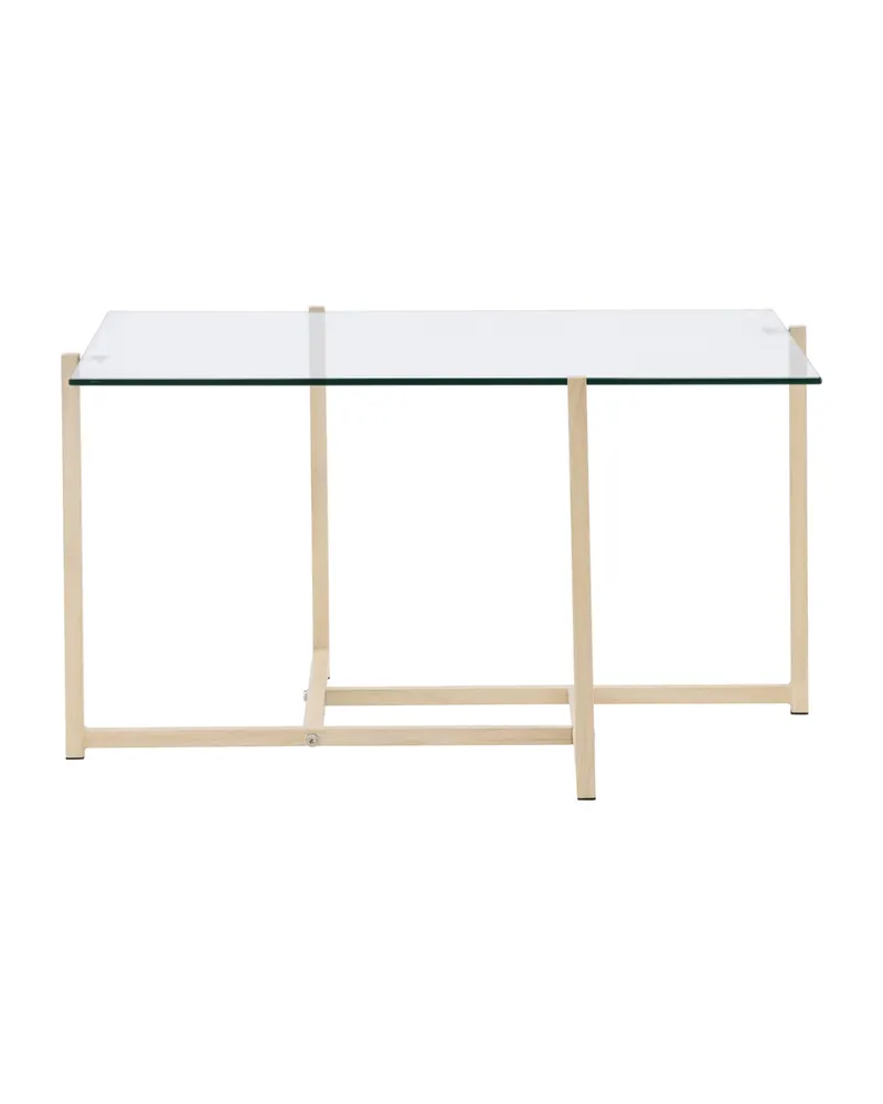 Hybrid quadratischer Couchtisch 80 × 80 cm in Transparent, Gestell Whitewash, Ansicht 4