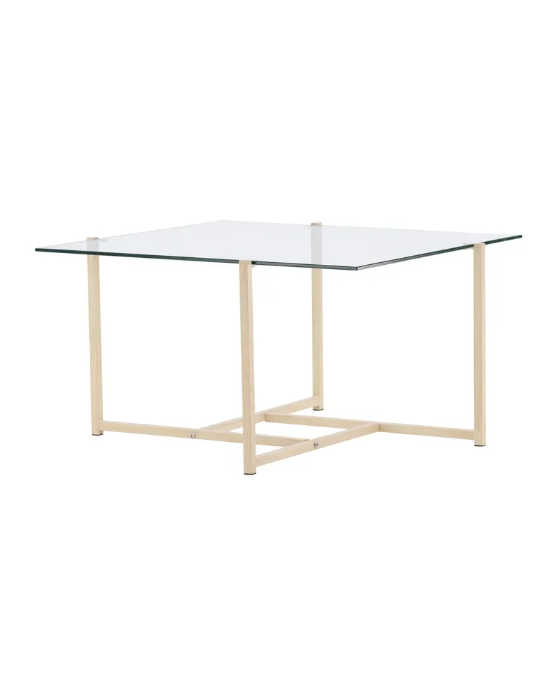 Hybrid quadratischer Couchtisch 80 × 80 cm in Transparent, Gestell Whitewash, Ansicht 5