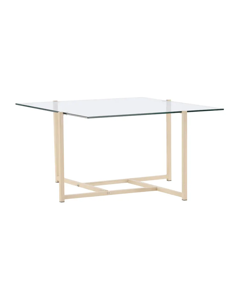 Hybrid quadratischer Couchtisch 80 × 80 cm in Transparent, Gestell Whitewash, Ansicht 6