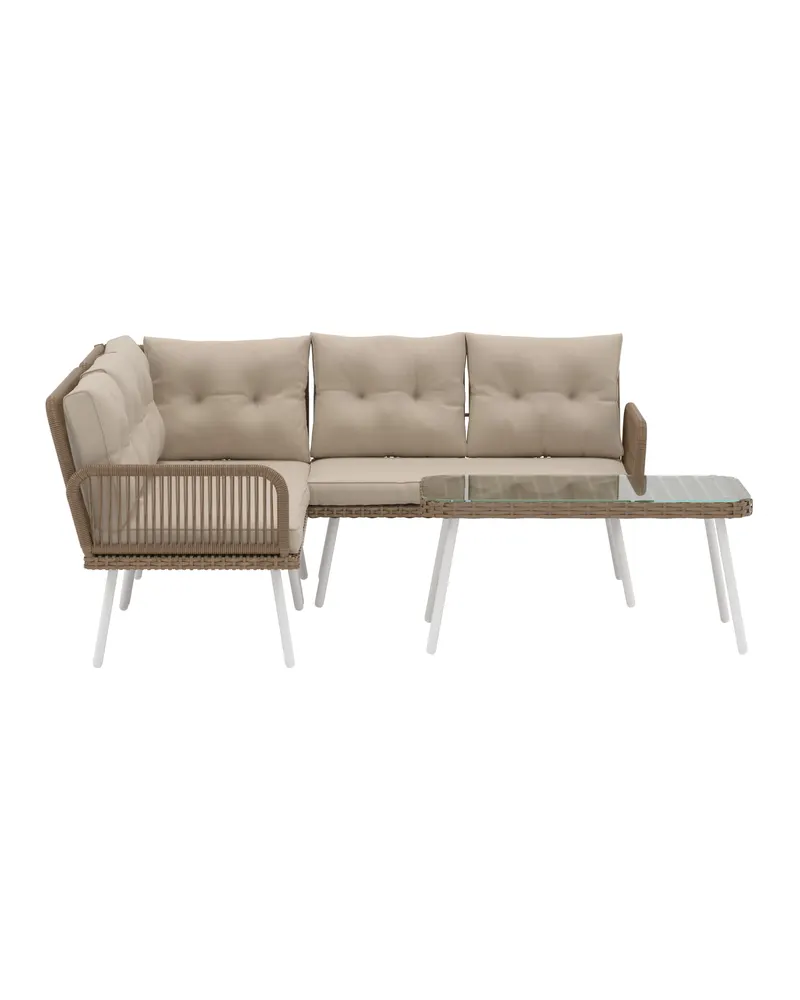 Ibiza Gartenlounge mit Ecksofa aus Geflecht, Ansicht 2