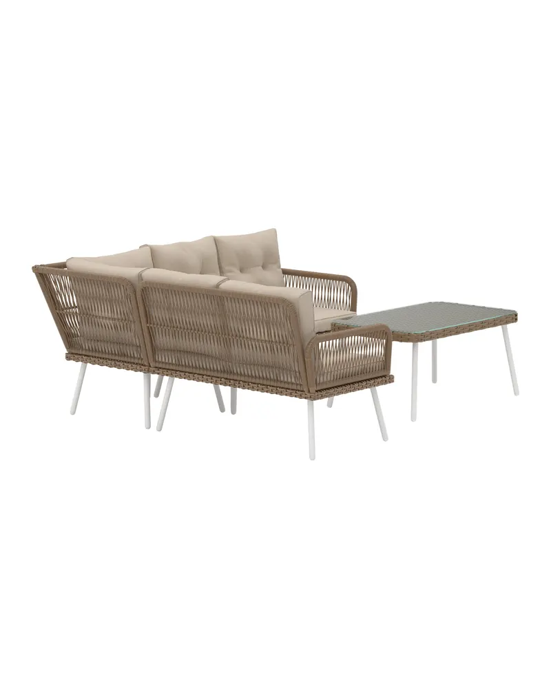 Ibiza Gartenlounge mit Ecksofa aus Geflecht, Ansicht 3
