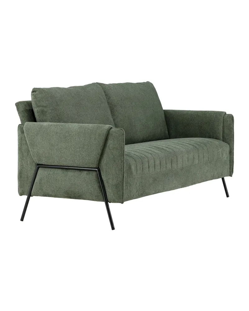Indigo 2-Sitzer Sofa mit schwarzen Stahlbeinen in Grün, Gestell Schwarz, Ansicht 2