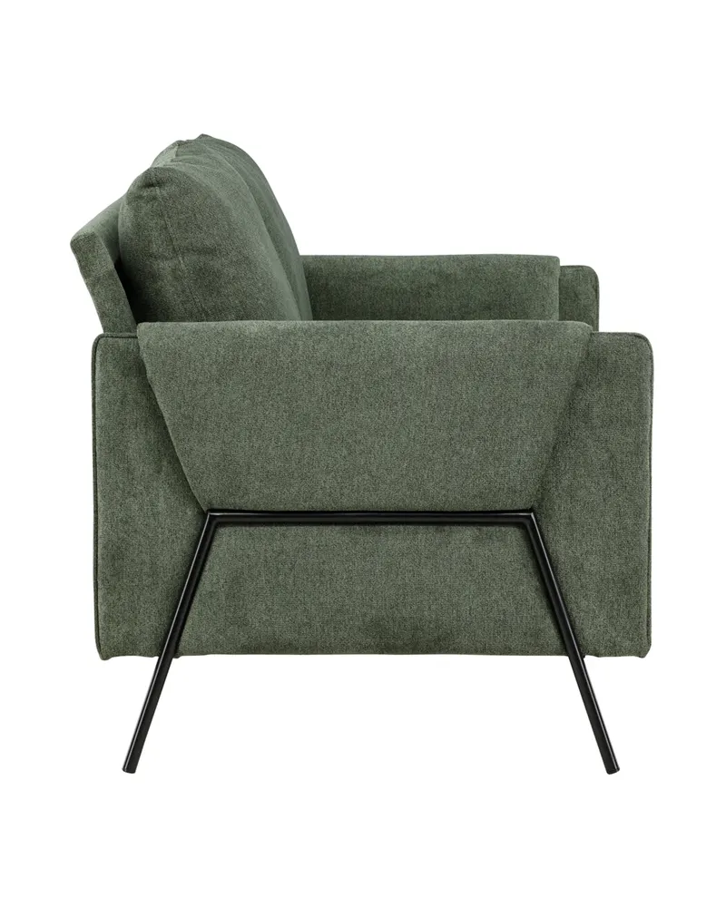 Indigo 2-Sitzer Sofa mit schwarzen Stahlbeinen in Grün, Gestell Schwarz, Ansicht 3