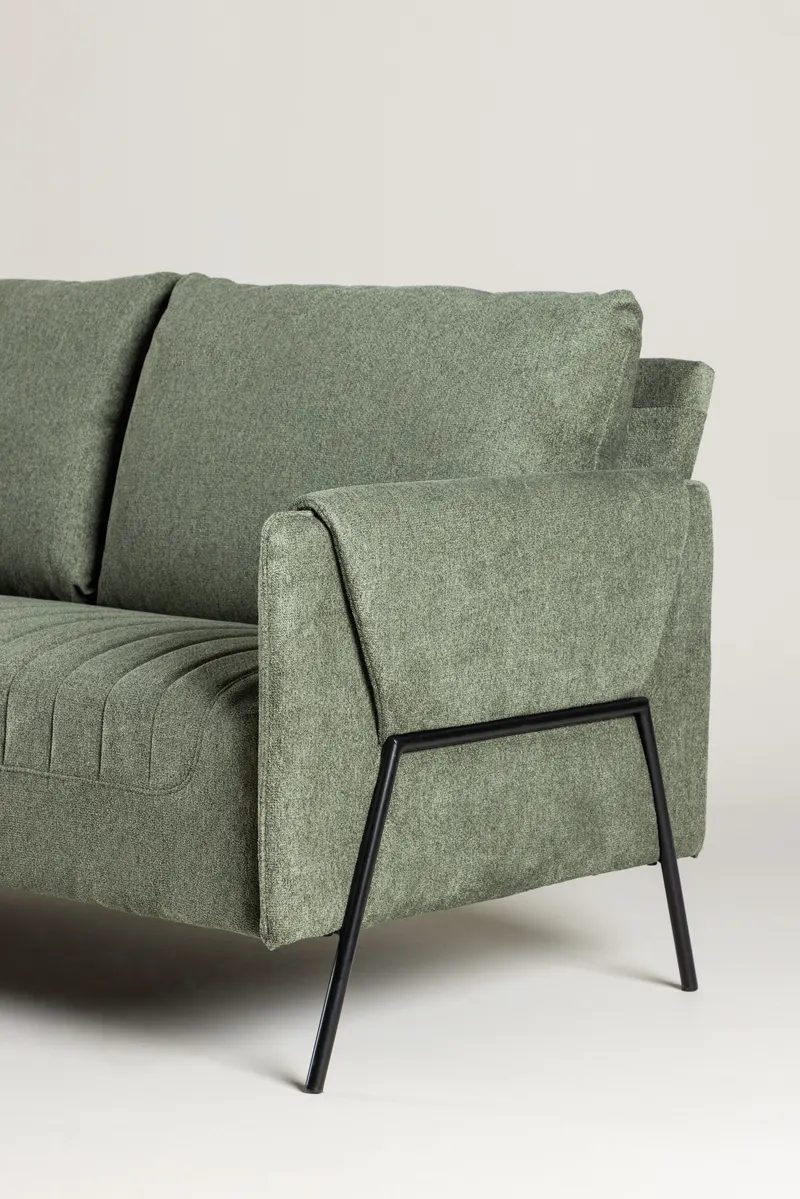 Indigo 2-Sitzer Sofa mit schwarzen Stahlbeinen in Grün, Gestell Schwarz, im Wohnraum, Ansicht 2