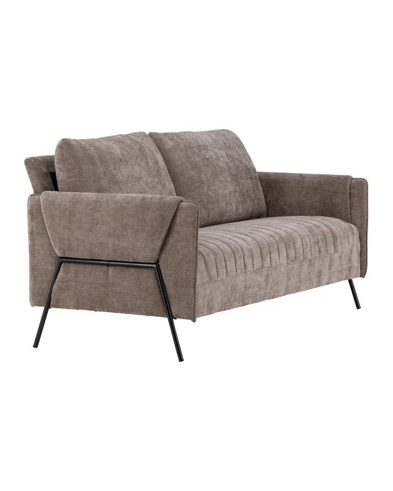 Indigo 2-Sitzer Sofa mit schwarzen Stahlbeinen in Beige, Gestell Schwarz, Ansicht 2