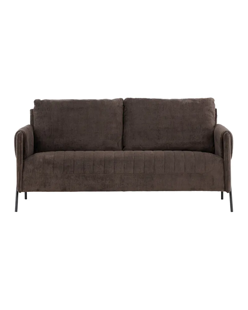 Indigo 2-Sitzer Sofa mit schwarzen Stahlbeinen in Braun, Gestell Schwarz, Ansicht 1