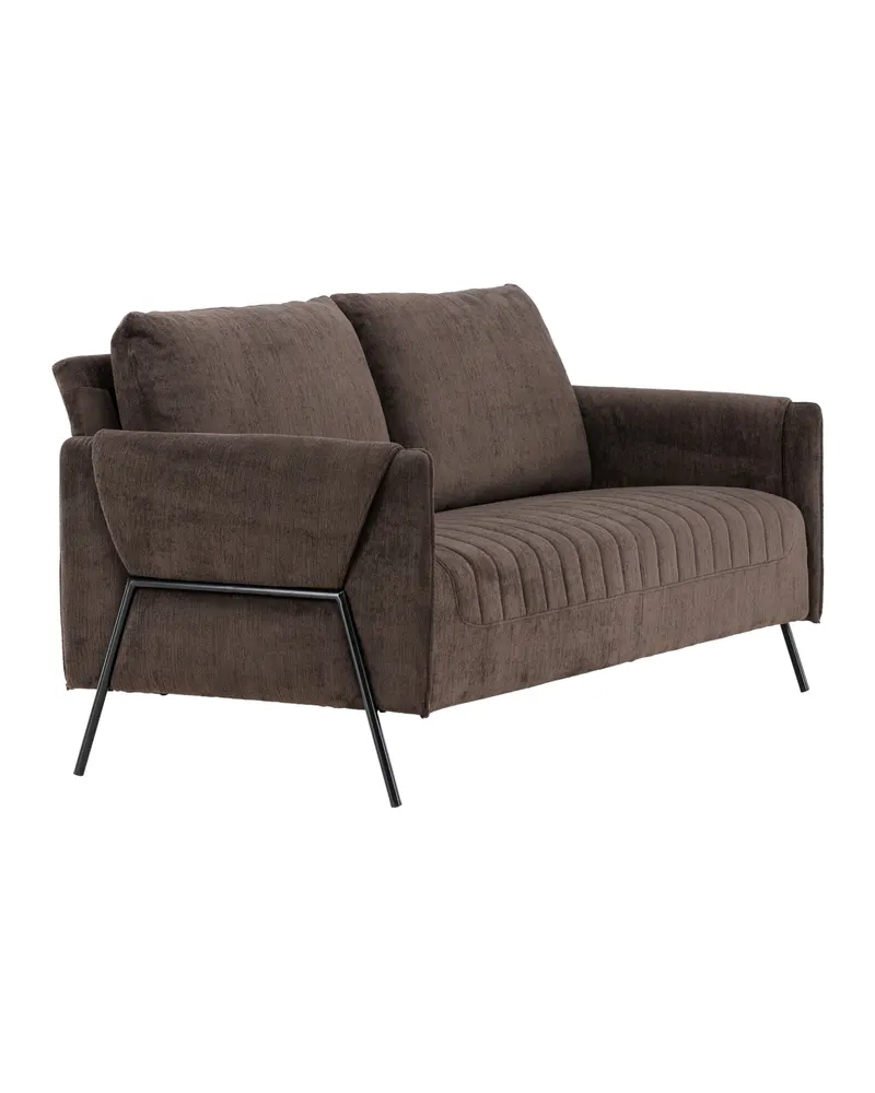 Indigo 2-Sitzer Sofa mit schwarzen Stahlbeinen in Braun, Gestell Schwarz, Ansicht 2