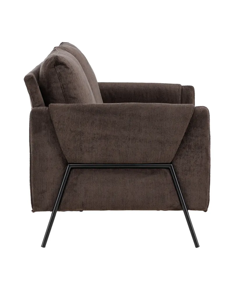 Indigo 2-Sitzer Sofa mit schwarzen Stahlbeinen in Braun, Gestell Schwarz, Ansicht 3
