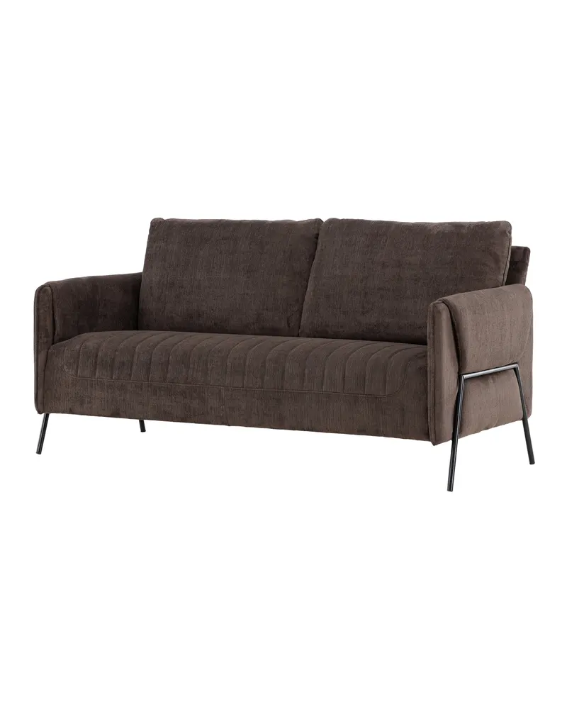 Indigo 2-Sitzer Sofa mit schwarzen Stahlbeinen in Braun, Gestell Schwarz, Ansicht 4