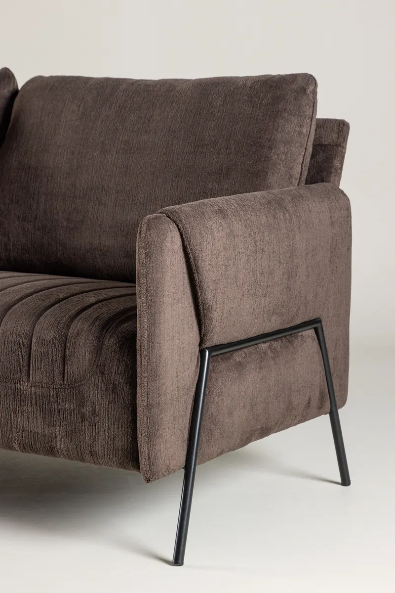 Indigo 2-Sitzer Sofa mit schwarzen Stahlbeinen in Braun, Gestell Schwarz, im Wohnraum, Ansicht 2