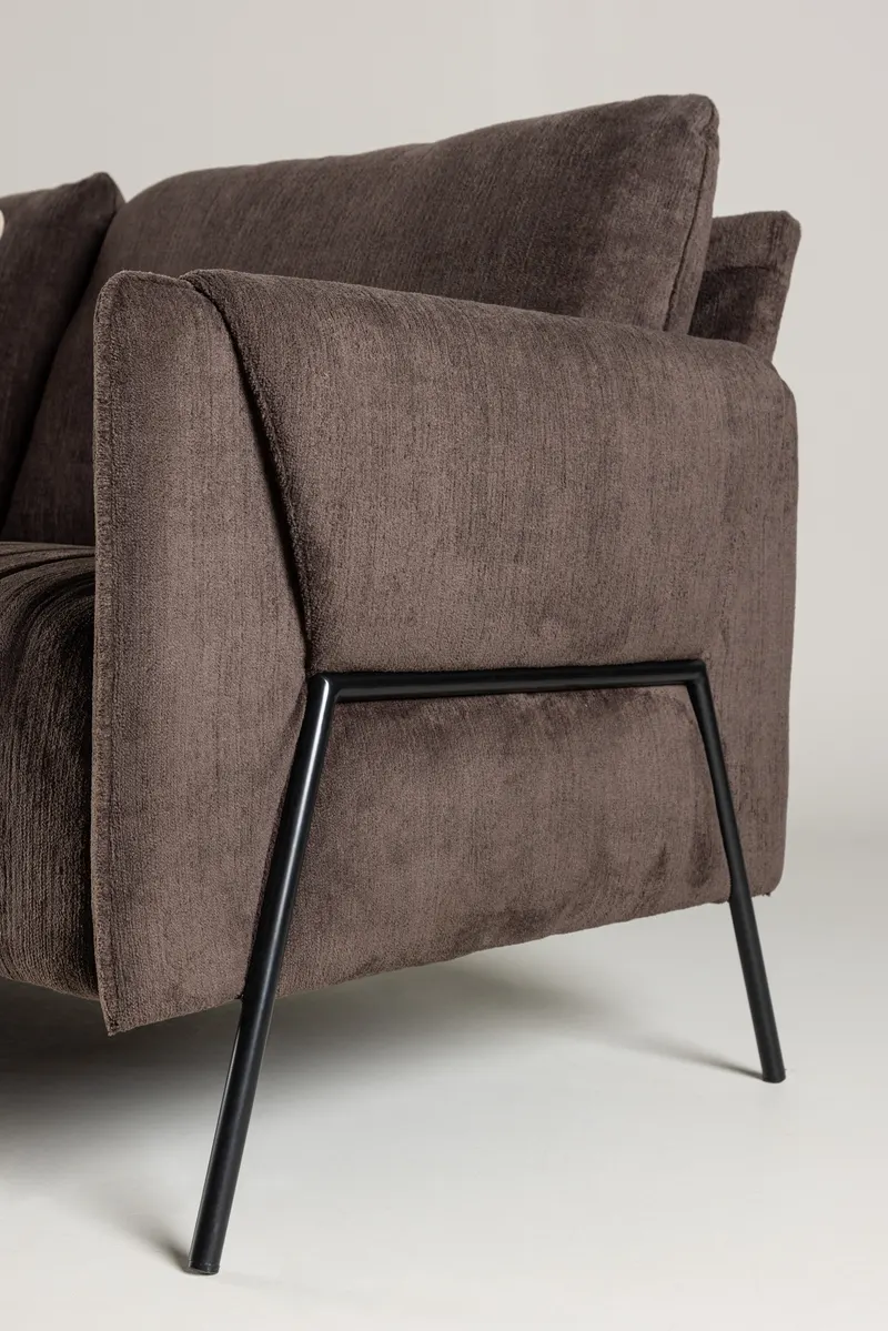 Indigo 2-Sitzer Sofa mit schwarzen Stahlbeinen in Braun, Gestell Schwarz, im Wohnraum, Ansicht 3