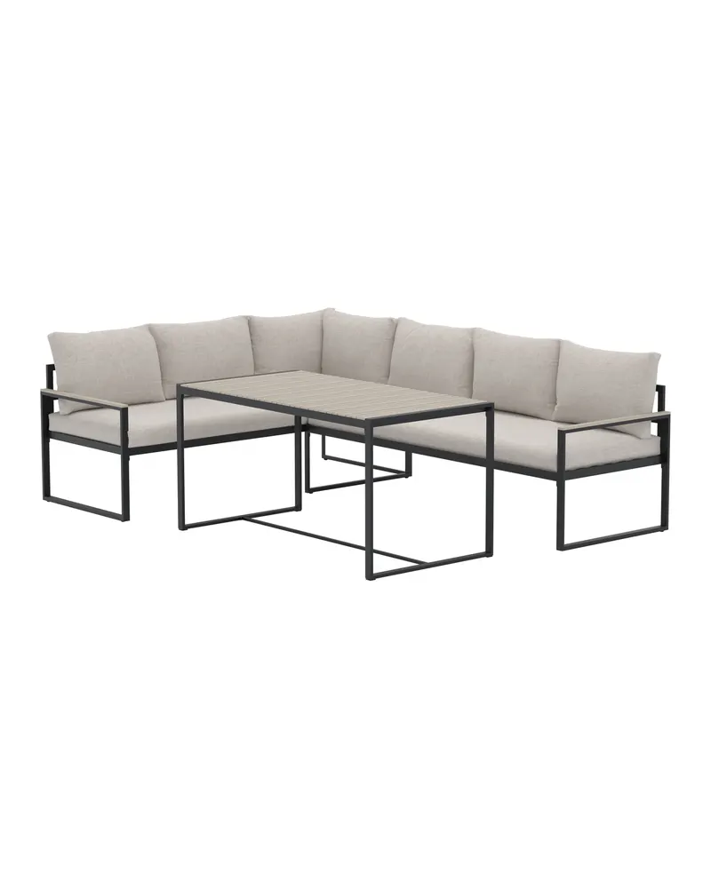 Ios Gartenlounge mit Ecksofa und hohem Lattentisch