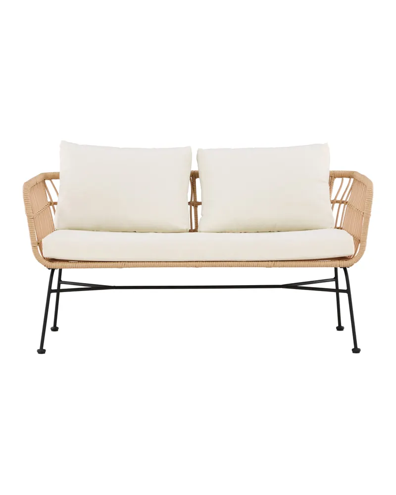 Isola Loungesofa mit Rattangeflecht in Natur, Beige, Natur, Schwarz