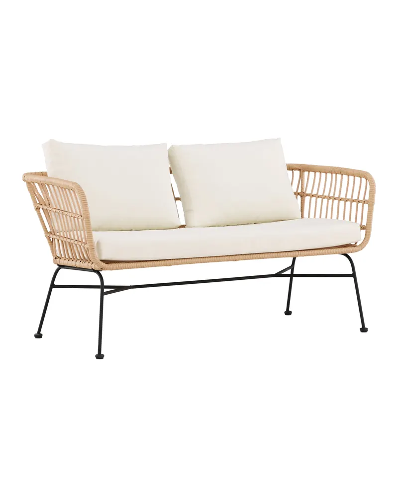 Isola Loungesofa mit Rattangeflecht in Natur und Stahlgestell, Ansicht 2