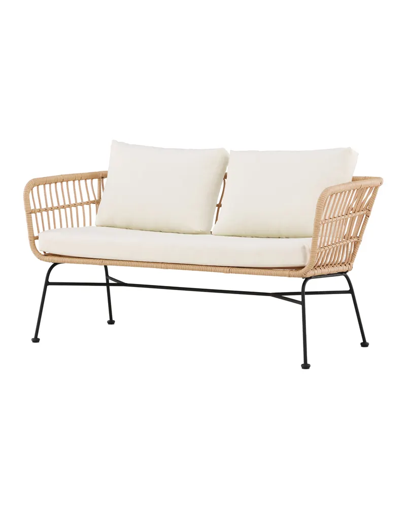 Isola Loungesofa mit Rattangeflecht in Natur und Stahlgestell, Ansicht 6