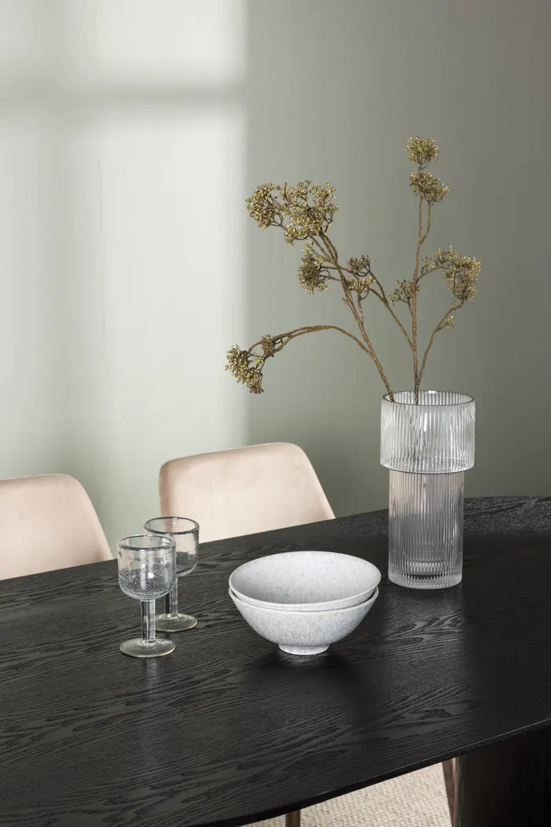 Isolde & Night Essgruppe mit ovalem Esstisch und 4 gepolsterten Stühlen in Schwarz, Beige, Gestell Walnuss, im Wohnraum, Ansicht 3