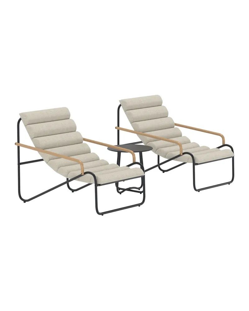 Ithaka Gartenlounge mit zwei Loungesesseln und Rundtisch in Beige, Ansicht 3